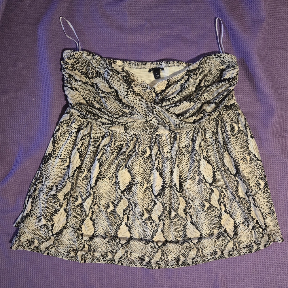 Torrid Black and Cream Snake Print Top